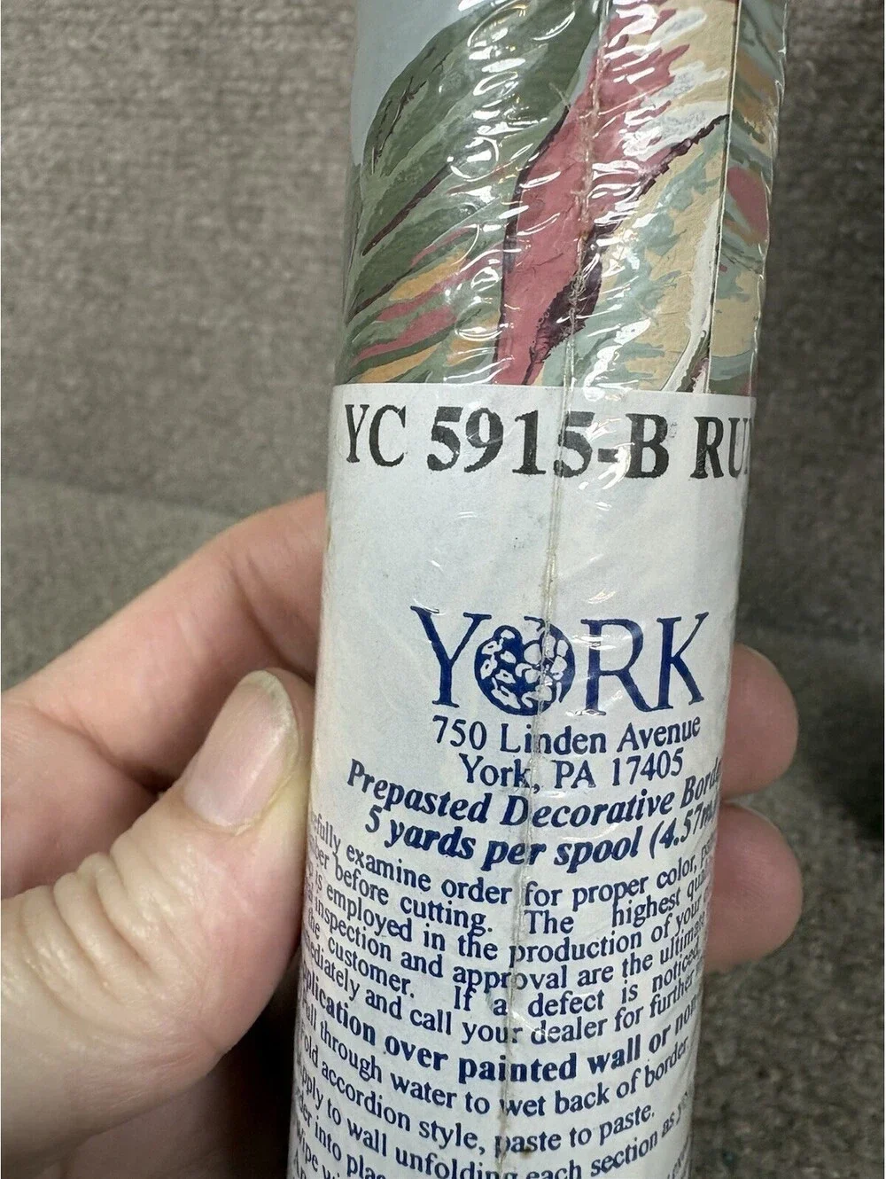 2 Rolls Vintage Floral YORK Wallpaper Border Prepasted YC 5915 5yd@ New NOS